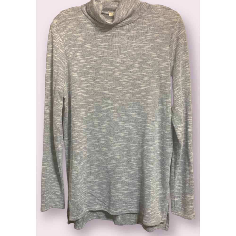 Retrology (Dress Barn) Shimmery Silver Turtleneck Sweater (size L)